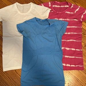 Lululemon set of 3 swiftly tech tees, mixed sizes 6-10